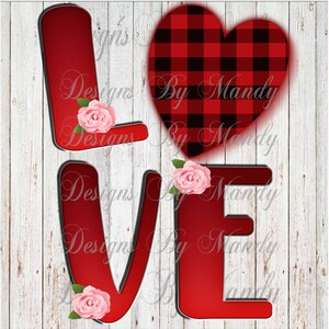 Buffalo Plaid Love PNG File, Valentine&#39;s Day PNG, Valentine&#39;s Day Sublimation Download, Sublimation Designs Downloads, Valentine&#39;s Day