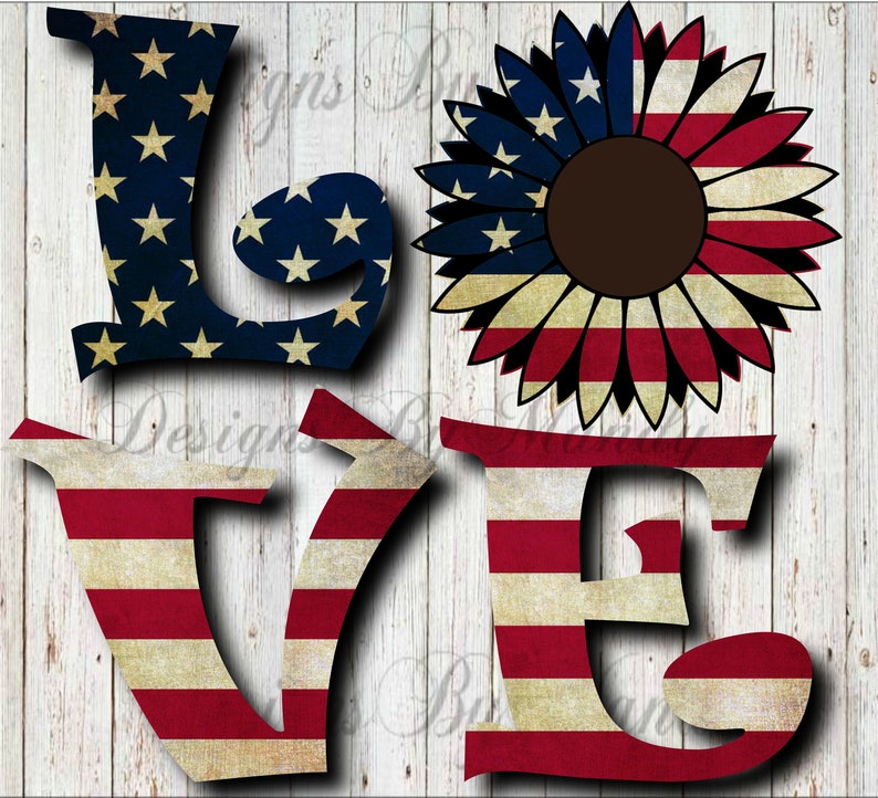 Download Love 4th of July Digital Download sunflower sublimation | Etsy