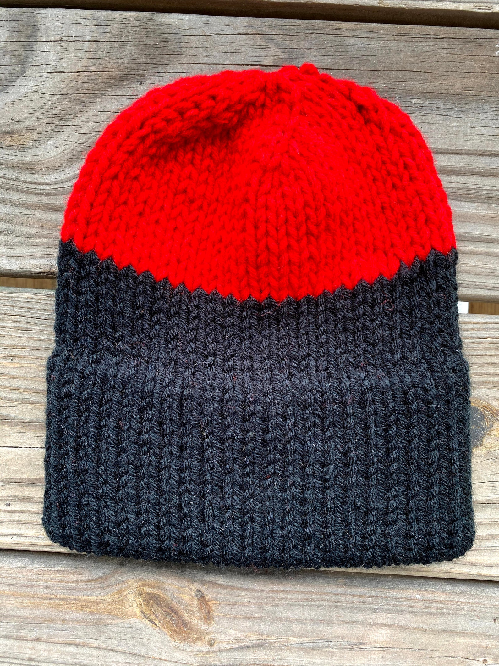 Game Day Knit Hat Double Brim Knit Hat Two Color Knit Hat Etsy