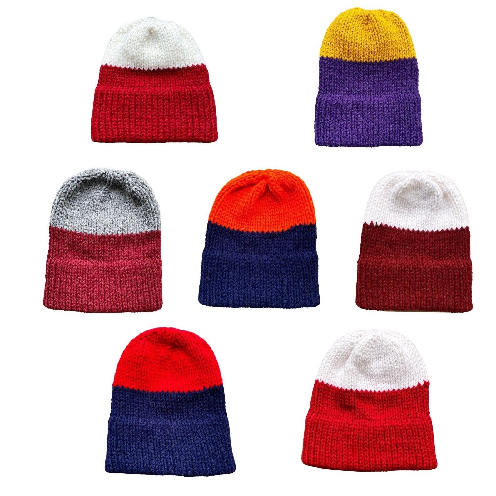 Game Day Knit Hat Double Brim Knit Hat Two Color Knit Hat Etsy