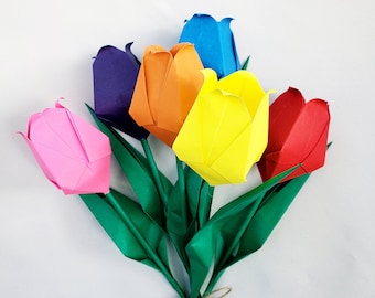 Customized Origami Tulips - Flower Bouquet - Paper Flower Arrangement - Gift for Mother, Friends, Valentine, Anniversary, Wedding, Birthday