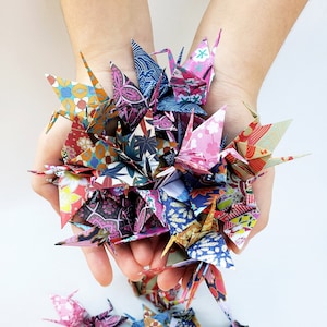 Assorted Small Origami Cranes, Set of 20, 50, 100, Hanging Bird, Japanese Wishing Crane, Lucky Cranes, Wedding Party Favors/Decoration