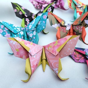 Origami Colorful Butterfly, Paper Handmade Art, Japanese Pattern/Vibrant Colors, Perfect Gift or Home Decoration, Origami Animals