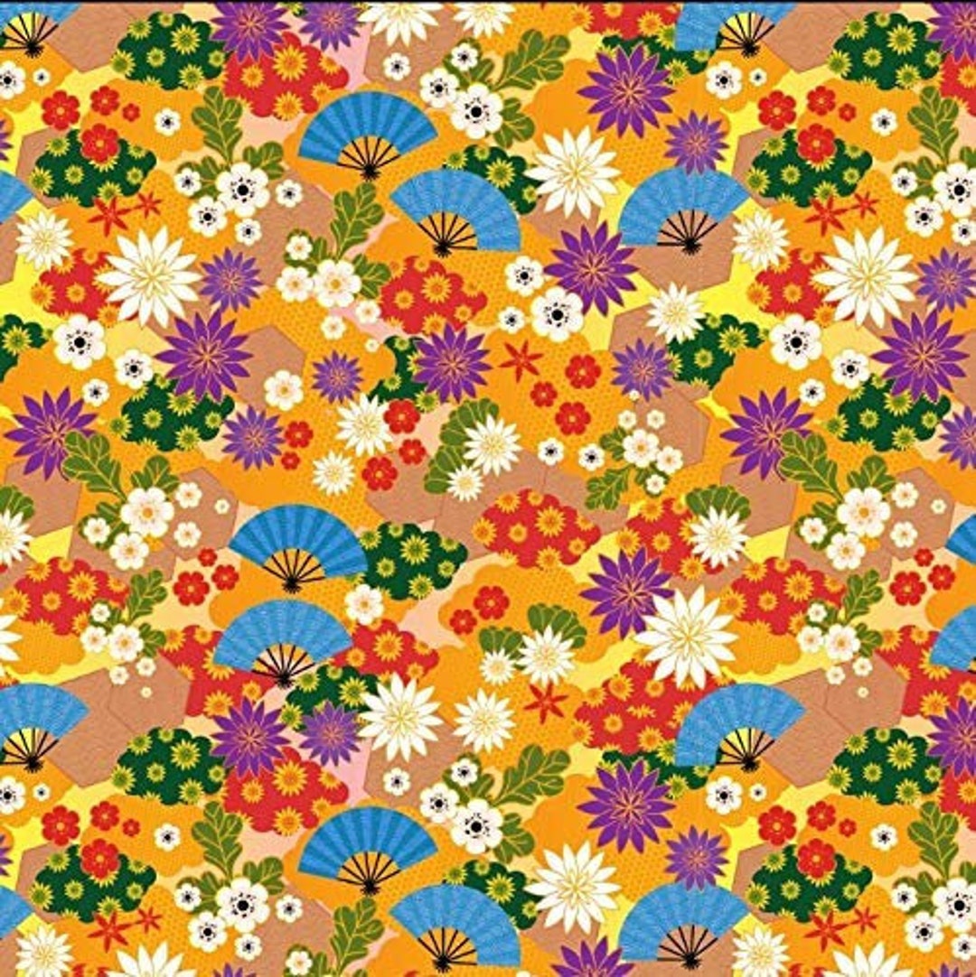 Japanese Pattern Paper Origami Paper, Japanese Pattern, Golden Fans, Craft Folding, 15x15 Cm ...