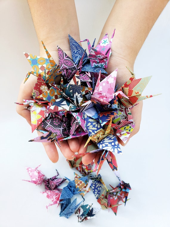 Lot De 10 Grues Origami Bleues Japonaises – Papier Washi 7,5 Cm, Symboles De Chance Et Longévité, Faites Main Au Népal - 4