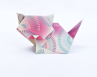 Gato de origami, pareja o familia de gatos, hecho a mano en papel, para amantes de los gatos, animal de origami, decoración para la habitación infantil, guardería o hogar, regalo para amigos.