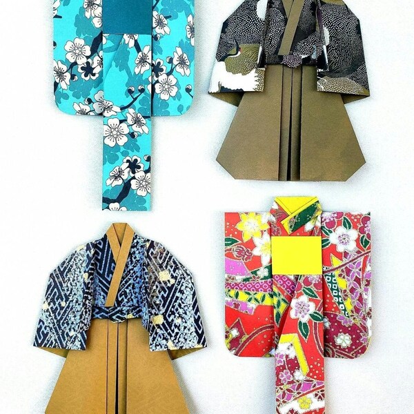 Origami Kimono, Women Japanese Paper Dress, Samurai Clothes, Decoration, Wedding Anniversary Gift, Bookmarks. Scrapbook DIY Art Project
