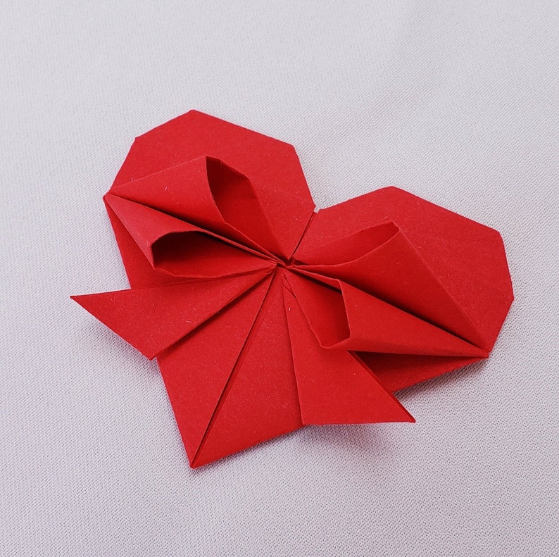 Handmade Origami Heart Cute Heart With Bow Wedding Place Etsy