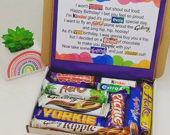 Happy Birthday Chocolate Poem Gift, Chocolate Hamper, Chocolate Letterbox Gift - Personalised. Happy Birthday!