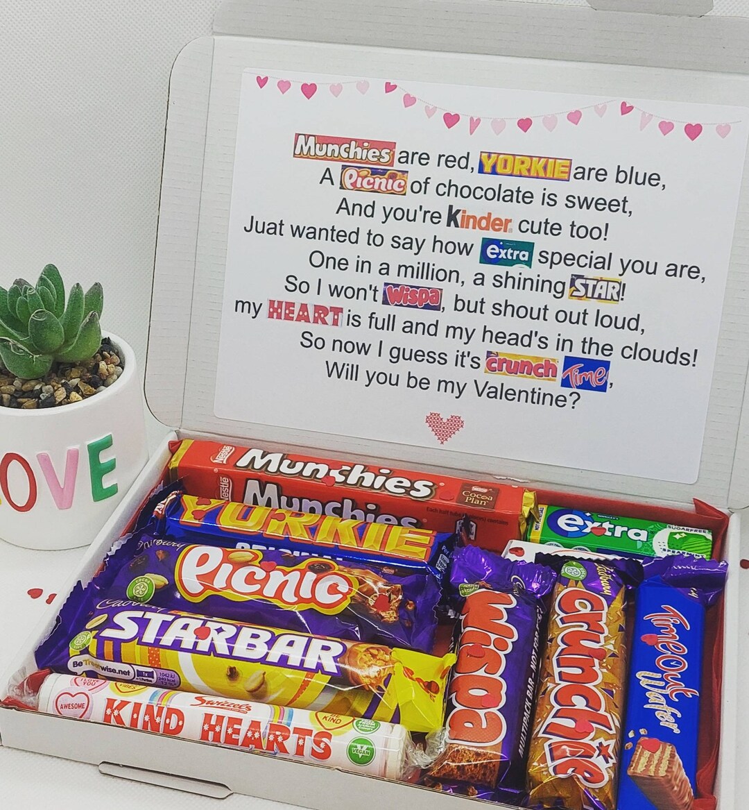 Valentines Day Chocolate Poem Gift, Chocolate Hamper, Chocolate