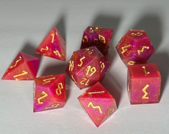 Summer Solstice | Handcrafted Dice Set | Sharp Edge Resin Dice | Dungeons and Dragons | DnD | Tabletop Gaming | TTRPG