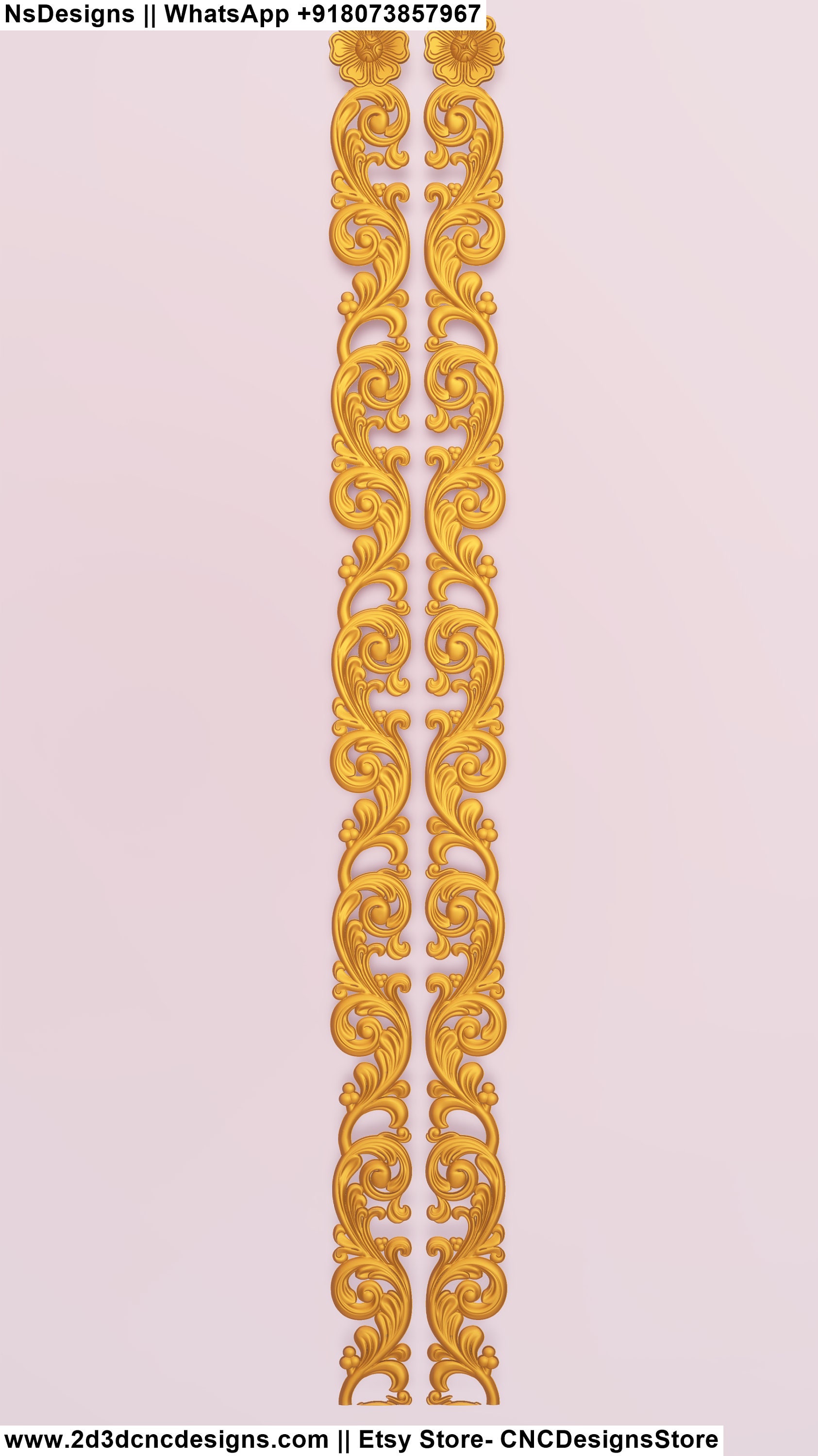 ワ*ン様 2000s border layered design long te 85 3D CNC Border CNC Floral Vines Designs STL and Rlf Files for