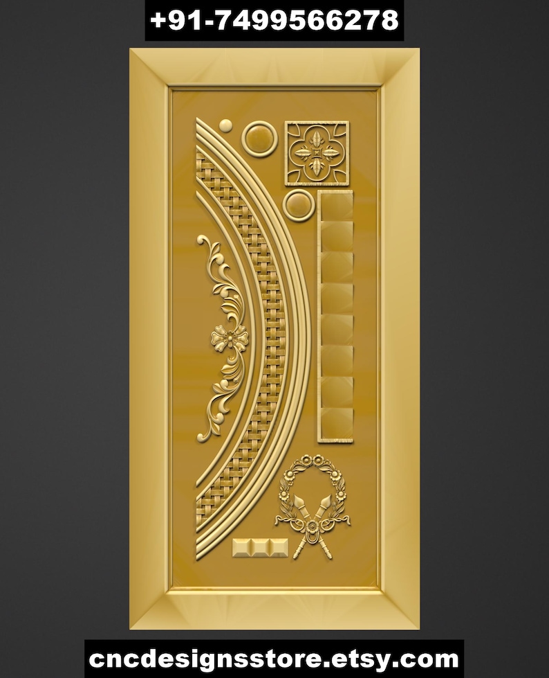 50 diseños de grabado CNC de primera calidad para puertas de madera - Archivos 3D STL y ArtCAM RLF - Descargar imagen 9
