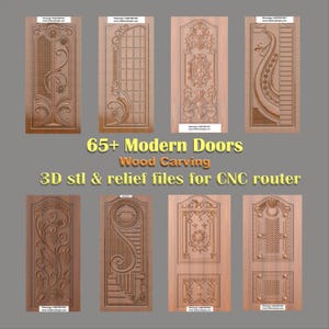Modern CNC Engraving Designs for Wooden Doors - 65 3D STL & ArtCAM RLF Carving Files Download
