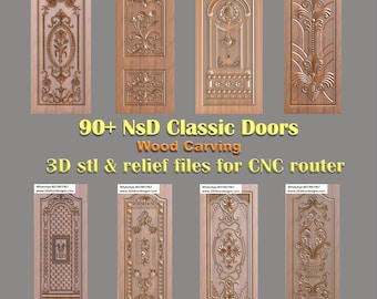 Más de 90 diseños de puertas clásicas NsD para tallado CNC: archivos 3D STL y RLF (descarga digital)