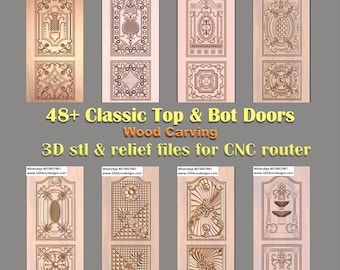 50 diseños clásicos de puertas talladas en CNC: Archivos 3D STL y RLF (Descargar)