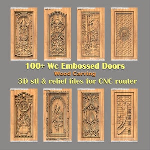 100 Wc Embossed CNC Engraving Designs for Wooden Doors - 3D STL & ArtCAM RLF File - Download