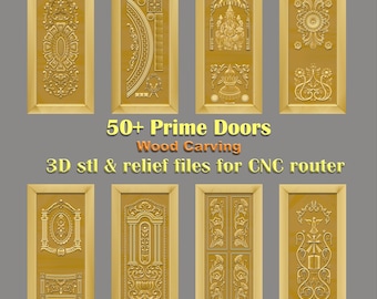 50 Prime CNC Carving Engraving Designs for Wooden Doors - 3D STL & ArtCAM RLF File - Download