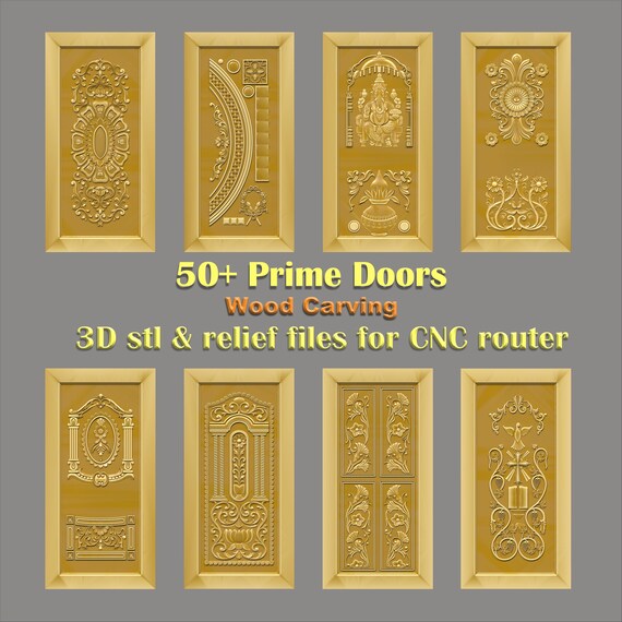 50 Prime CNC Carving Engraving Designs for Wooden Doors - 3D STL & ArtCAM RLF File - Download