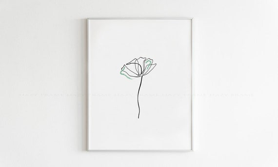 One Line Flower Print. Botanic Wall Prints. Minimalist Floral | Etsy