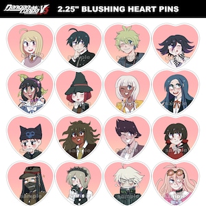 RETIRING New Danganronpa V3 Blushing Heart pins