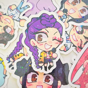 Kpop Demon Hunters Huntrix 3in Vinyl Glitter Stickers