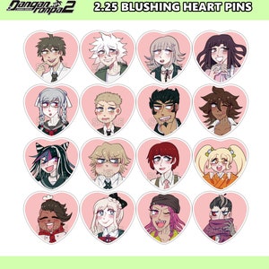 RETIRING Super Danganronpa 2 Blushing Heart Pins