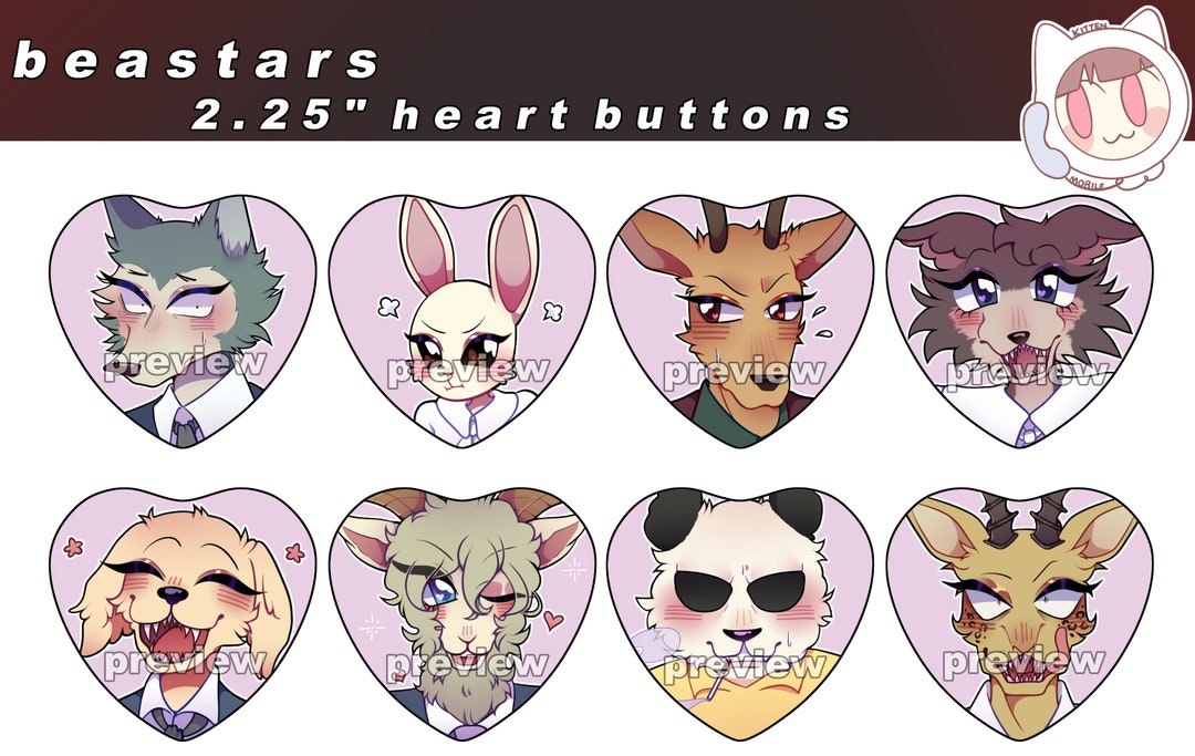 Beastars 2 25 Heart Pins Etsy