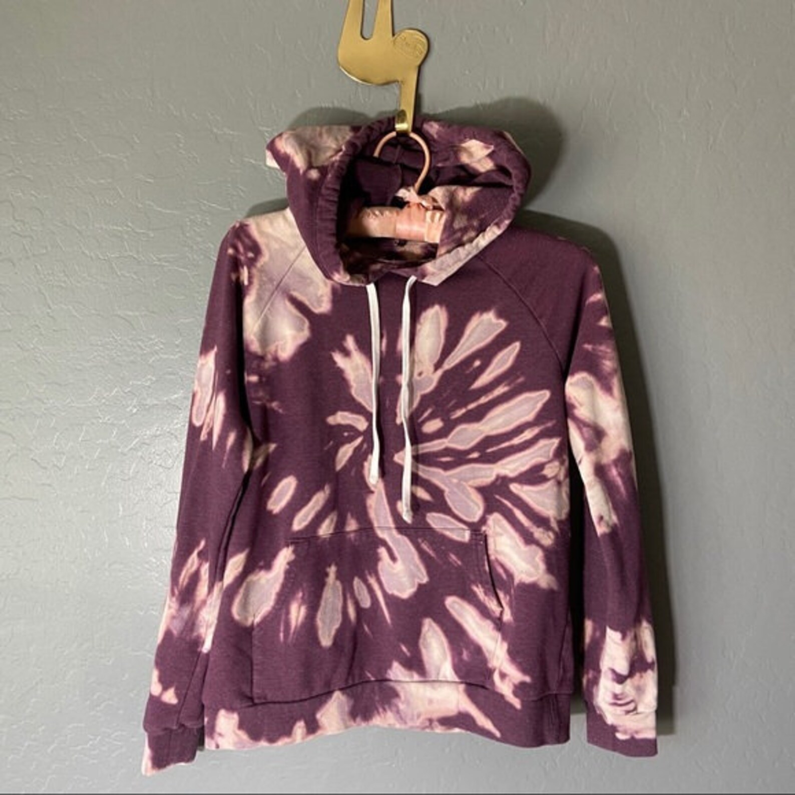 Custom Bleach Dyed Hoodie Burgundy Red XS Etsy