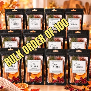 Mini Christmas Simmer Pot Kit: Dried Fruits, Spices, Citrus – Stovetop Potpourri,Bulk Order,Set Of 100