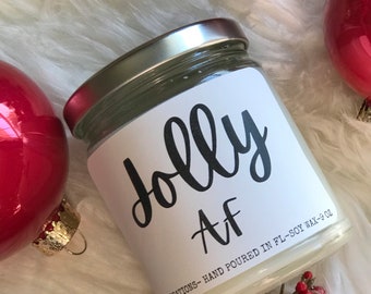 Funny Candle/Christmas Candle/Jolly As Fu•k Candle/Gag Gift/Funny Candle For Friend/Funny Christmas Candle/Funny Christmas Gift/Soy Candle