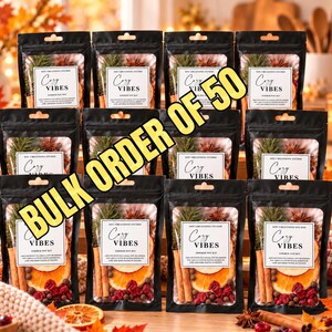 Mini Christmas Simmer Pot Kit: Dried Fruits, Spices, Citrus – Stovetop Potpourri,Bulk Order,Set Of 50