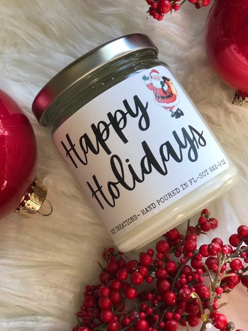 Christmas Candles/Happy Holidays/Fall Candles/Soy Candles/Winter Scented Candles/Christmas Scented Candles/Clean Burning Candles image 1