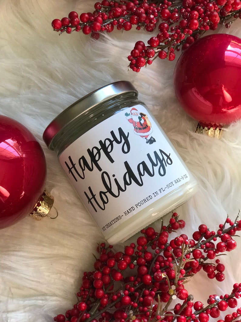 Christmas Candles/Happy Holidays/Fall Candles/Soy Candles/Winter Scented Candles/Christmas Scented Candles/Clean Burning Candles image 3