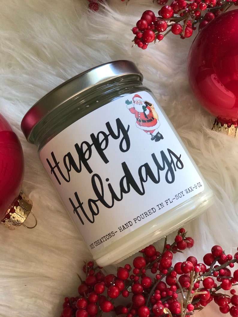 Christmas Candles/Happy Holidays/Fall Candles/Soy Candles/Winter Scented Candles/Christmas Scented Candles/Clean Burning Candles image 2