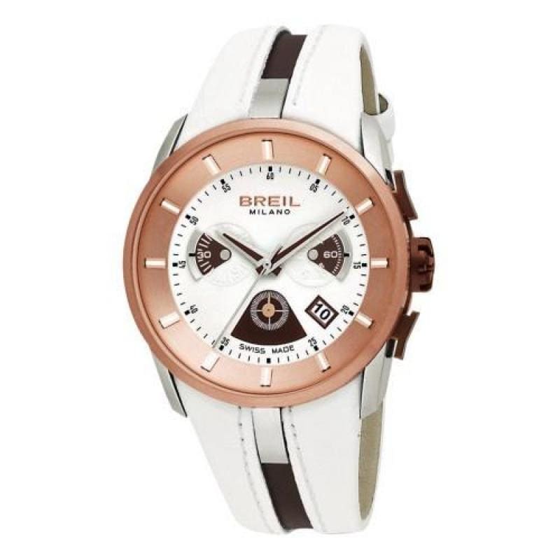 BREIL MILANO Stainless Steel Rose Gold Overlay Watch With White