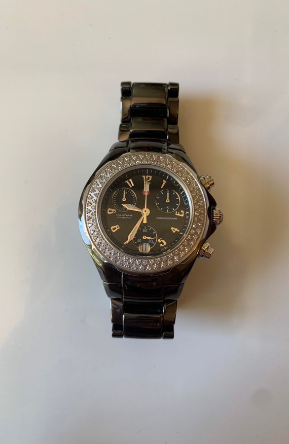 MICHELE Black Ceramic & Diamond Watch - ESTATE