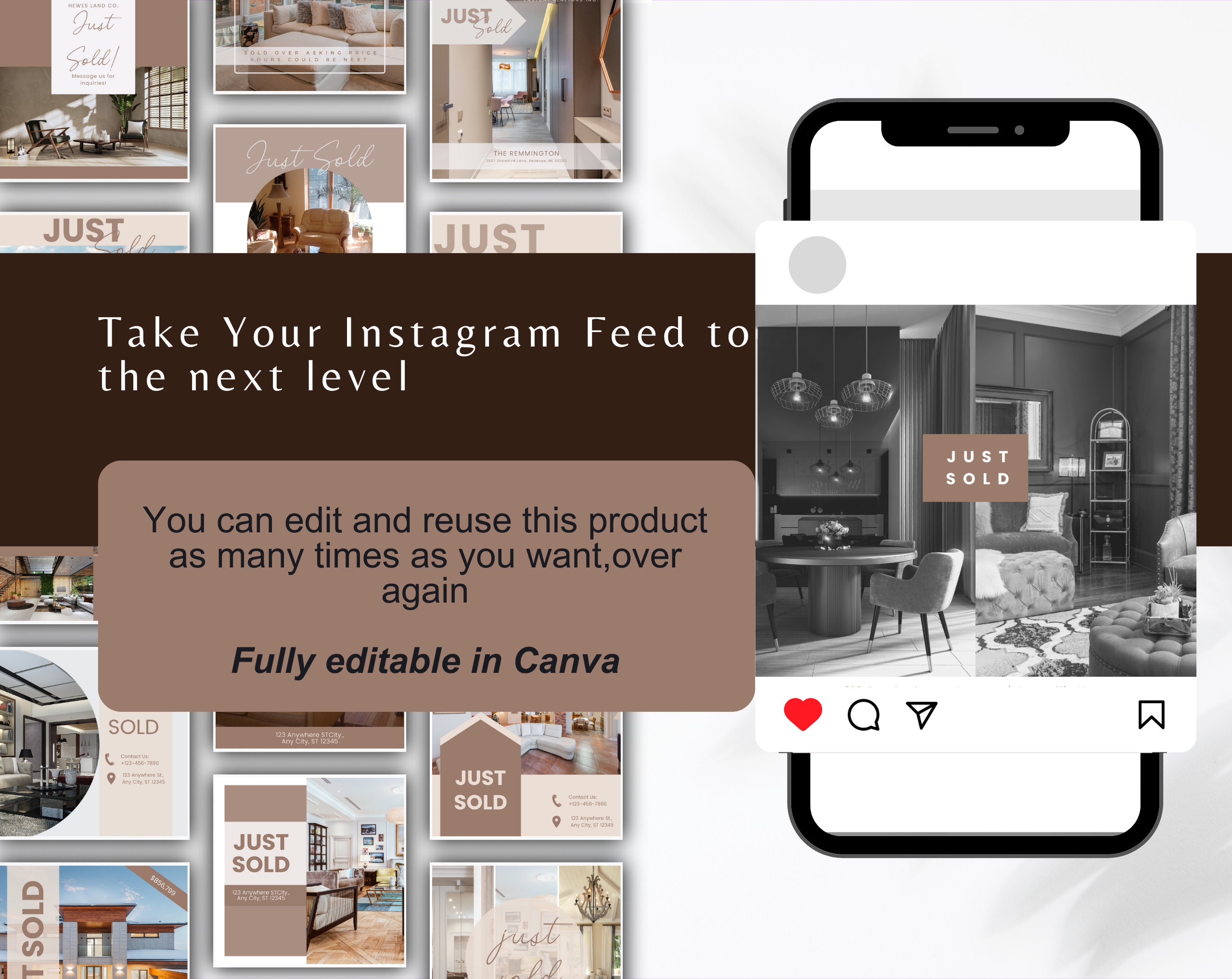 30 Just Sold Social Media Posts, Realtor Instagram Post Templates, Real ...