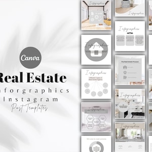 30 Real Estate Infographics Instagram Templates, Social Media Bundle, Instagram Infographics, Realtor Posts, Canva Templates, Editable Canva