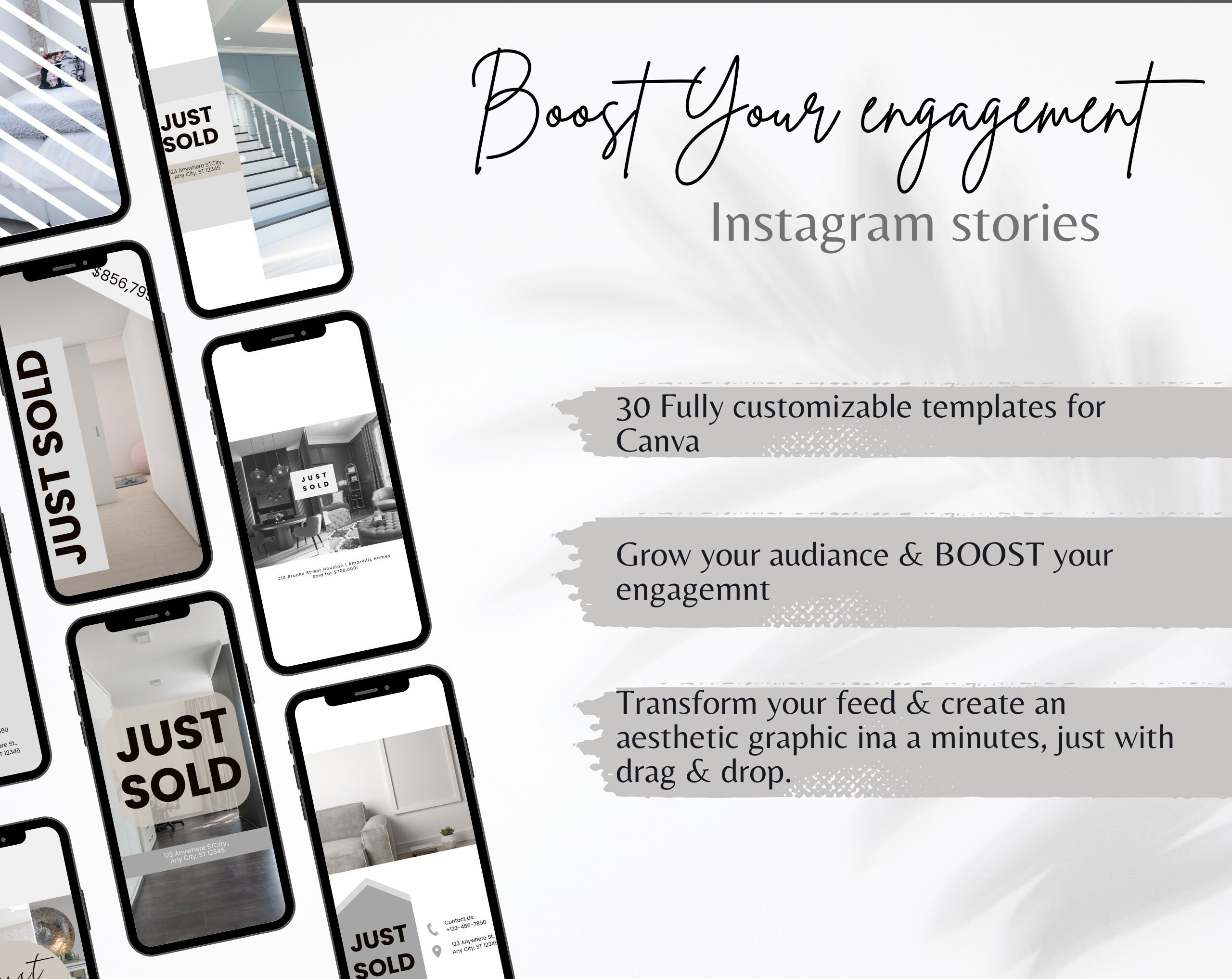 30 Just Sold Social Media Stories, Realtor Instagram Story Templates ...