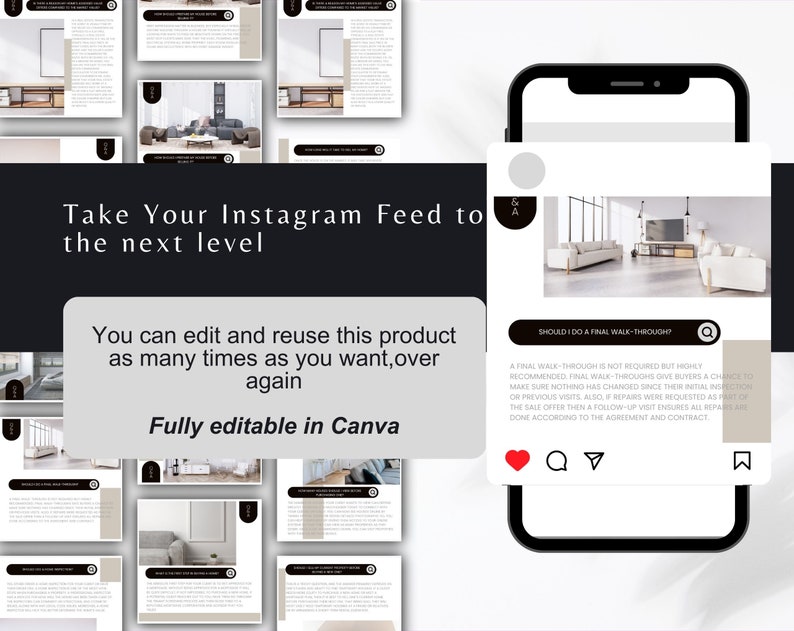 30 inlägg om fastigheter med frågor och svar på sociala medier, inlägg om fastigheter med frågor och svar på Instagram, fastighetsmarknadsföring, frågor och svar om mäklare, bild 2