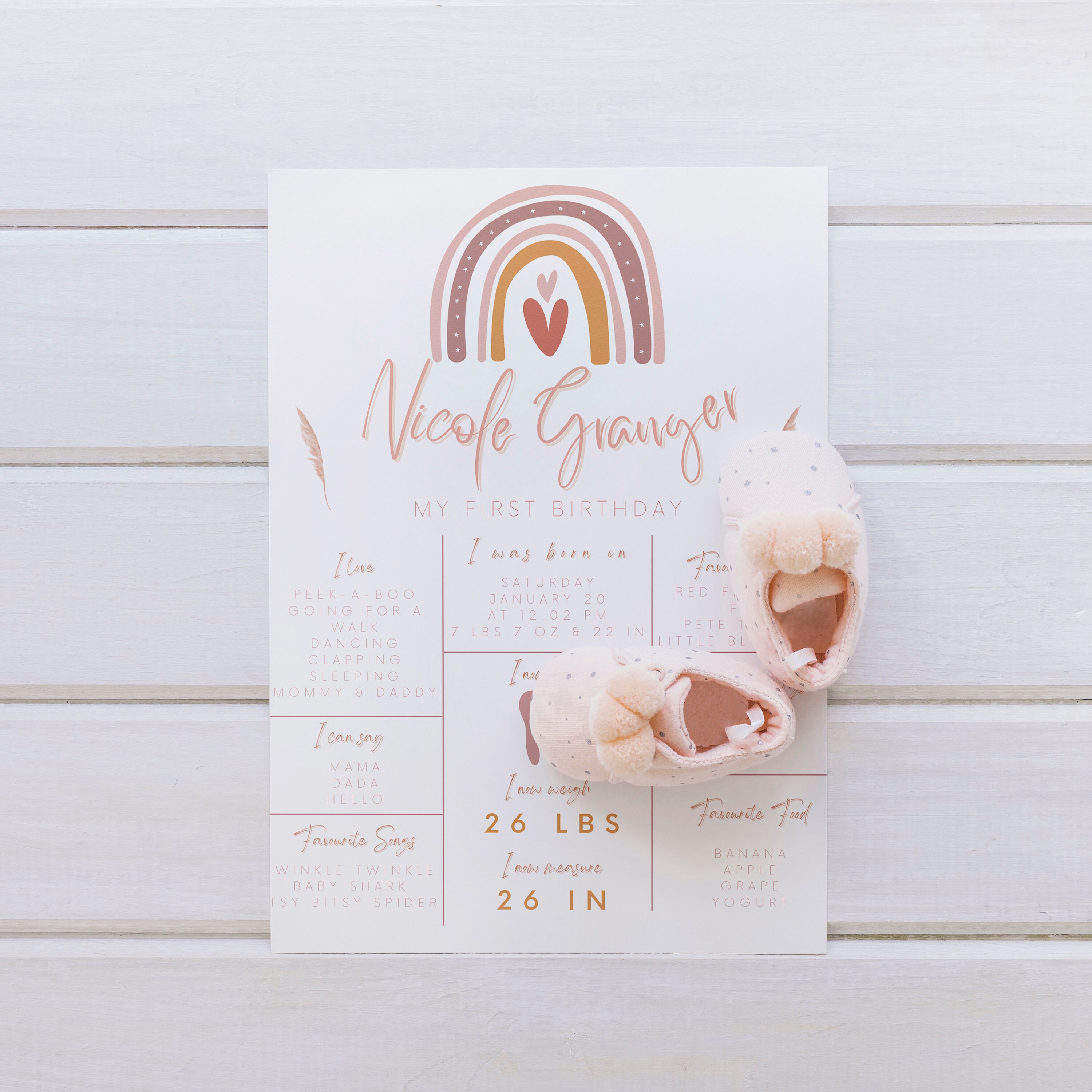Pastel Rainbow Milestone Board First Birthday Baby Girl Rainbow ...