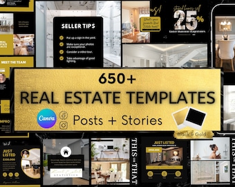 650+ Black&Gold-mallar för fastighetsmarknadsföring | Inlägg på sociala medier för mäklare | Instagram-inlägg, Lyxfastigheter