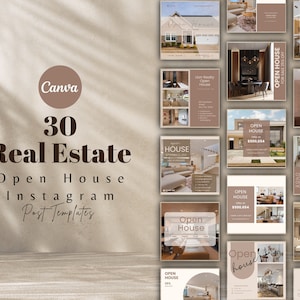 30 Open House Real Estate Instagram Posts, Real Estate Social Media Post, Open House, Real Estate Marketing, Instagram Template, Canva