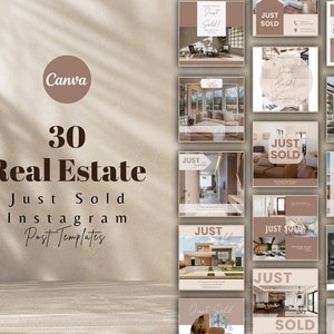 30 Just Sold Social media Posts, Realtor Instagram Post templates, Real Estate Listing Updates, Real Estate Marketing, Canva Templates, Sold