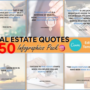50 REAL ESTATE QUOTES Canva Editable | Posts | Canva Templates | Agents | Real Estate Marketing | Social Media | Realtors | Instant Download