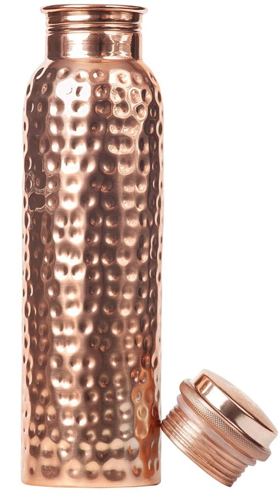 Copper Flask with hammered and Smooth Finish Etsy