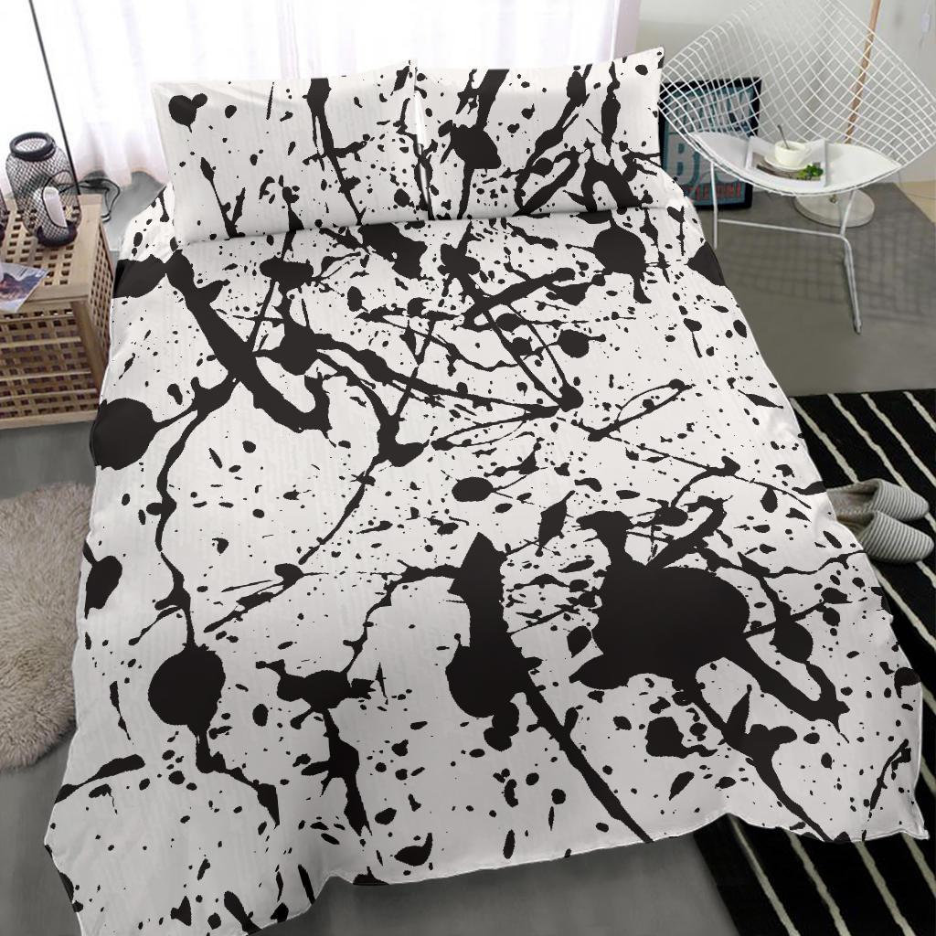 Black and White Artistic Paint Bedding Set Cover Black Paint Etsy