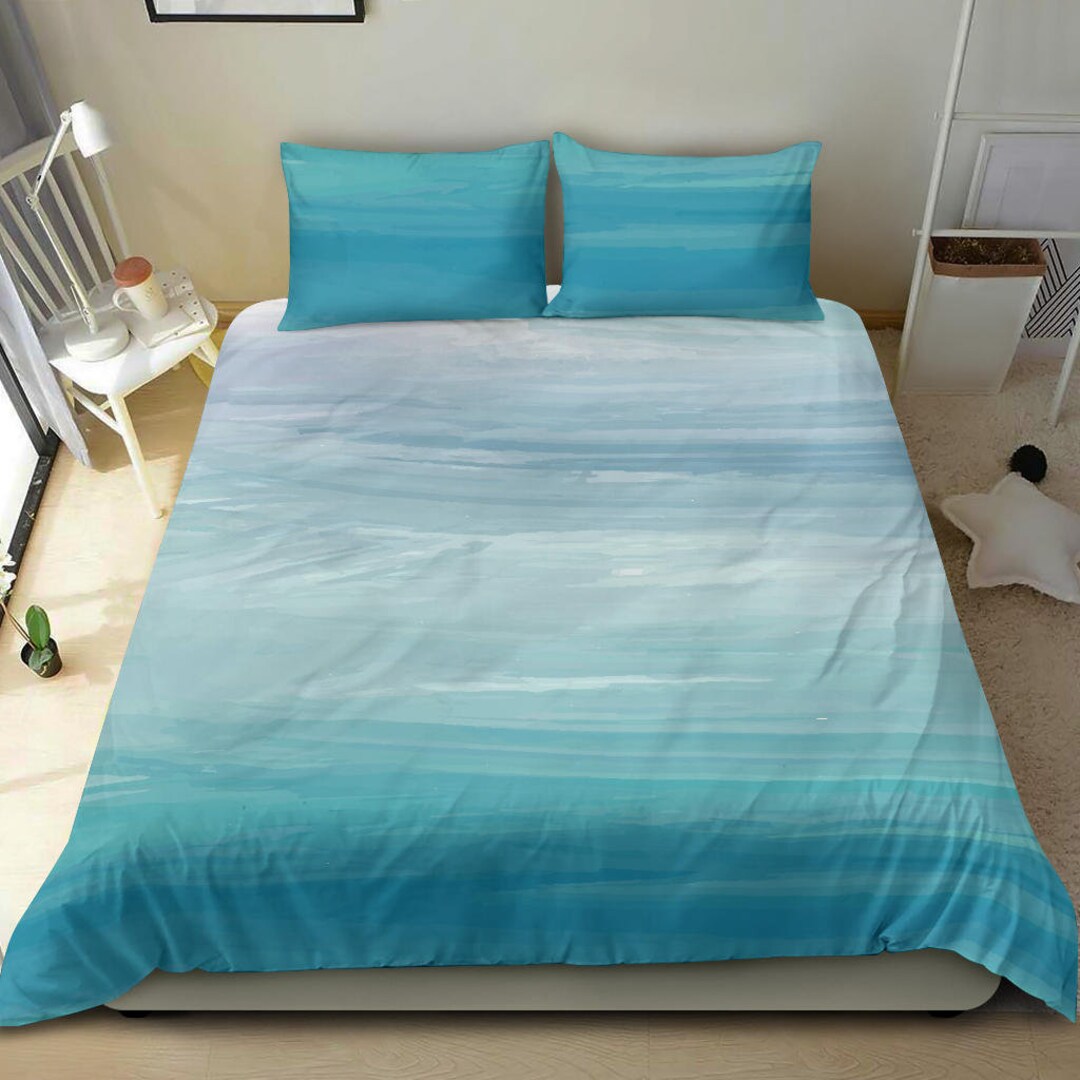 Blue Cloud Bedding Set Cover Ocean Blue Bed Set Pale Blue Etsy