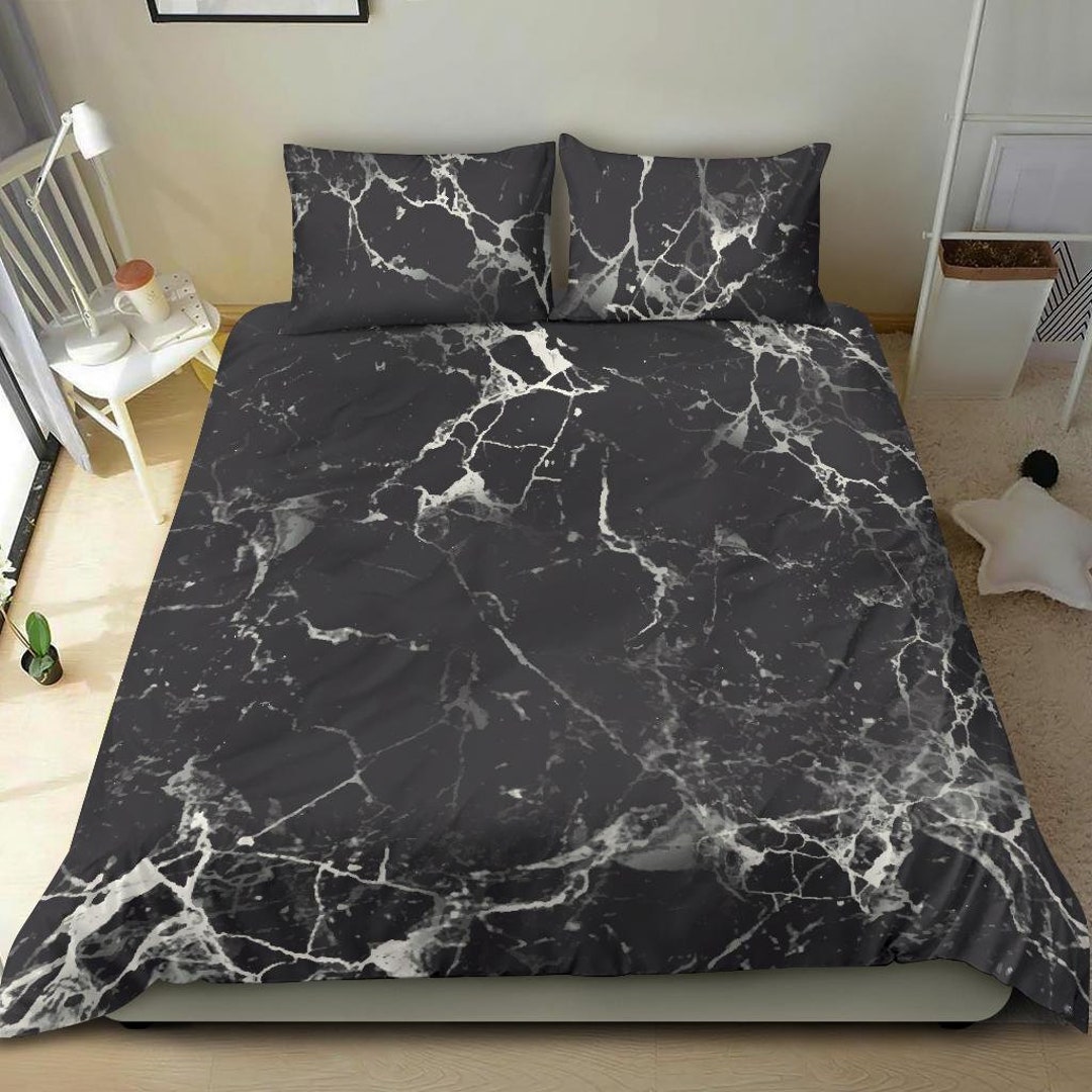 Black and white Marble Bedding set duvet cover, black bedroom decor